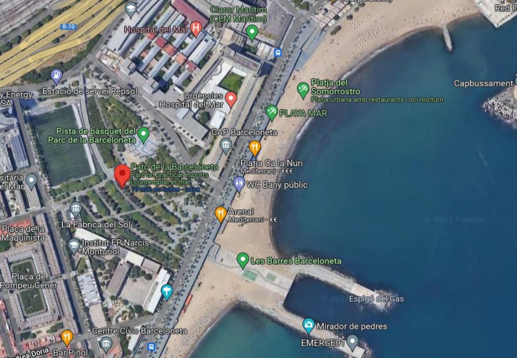 mapa Parc de la Barceloneta